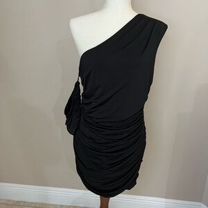 Aqua Chic Black One-Shoulder Dress